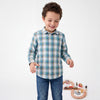 Boys Regular Fit Spread Collar Checkered Dobby Shirt
