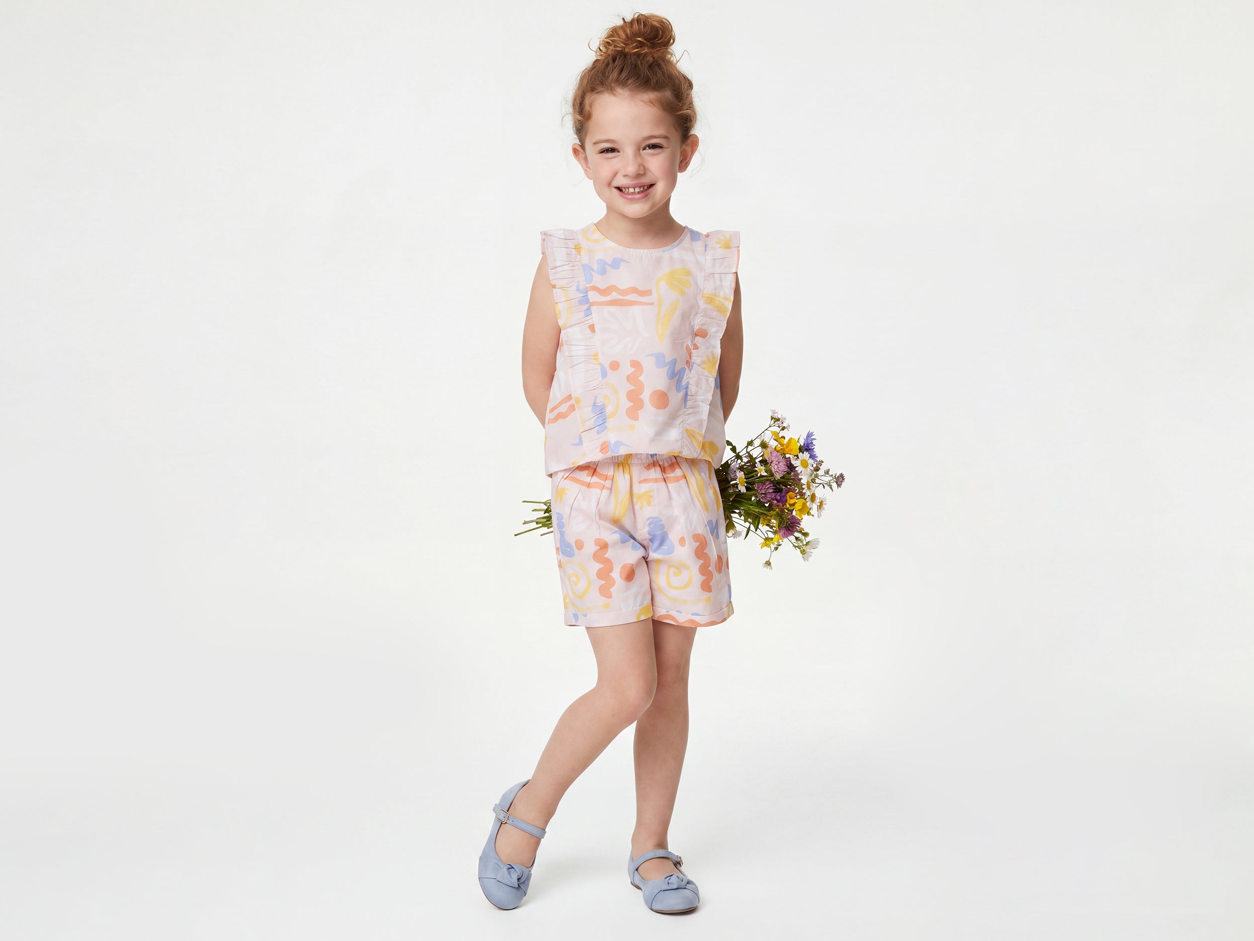 Girls Regular Fit Round Neck Printed Peplum Top