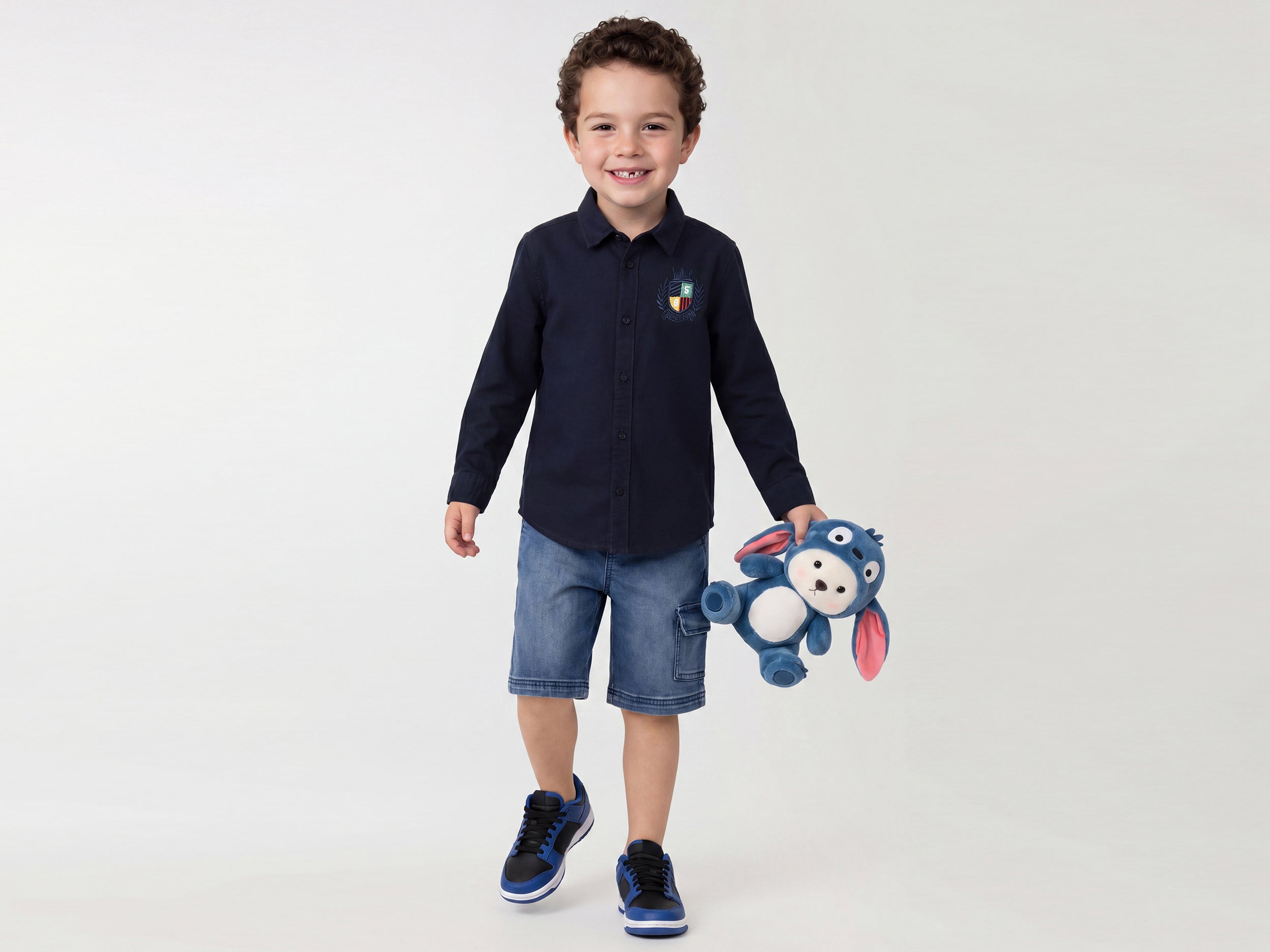 Boys Regular Fit Spread Collar Solid Shirt