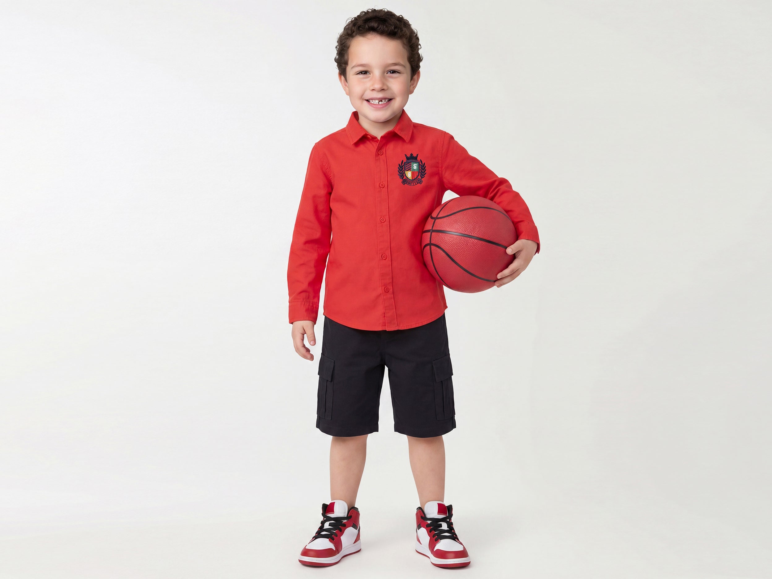 Boys Regular Fit Spread Collar Solid Shirt