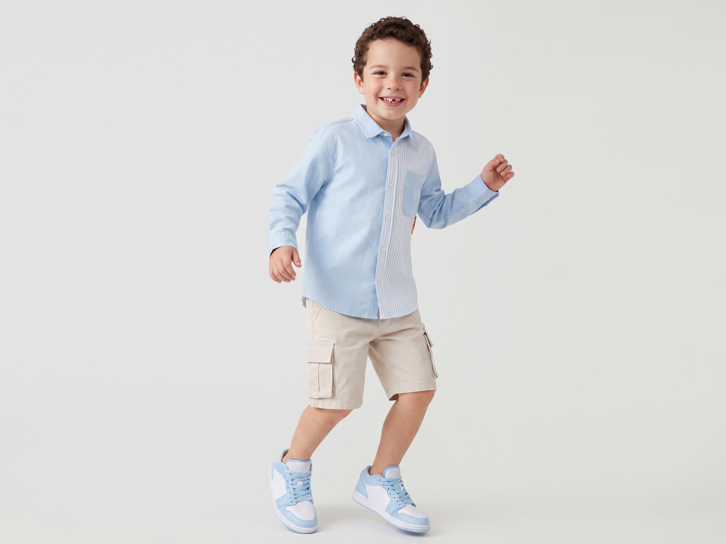 Boys Regular Fit Spread Collar Striped Shirt