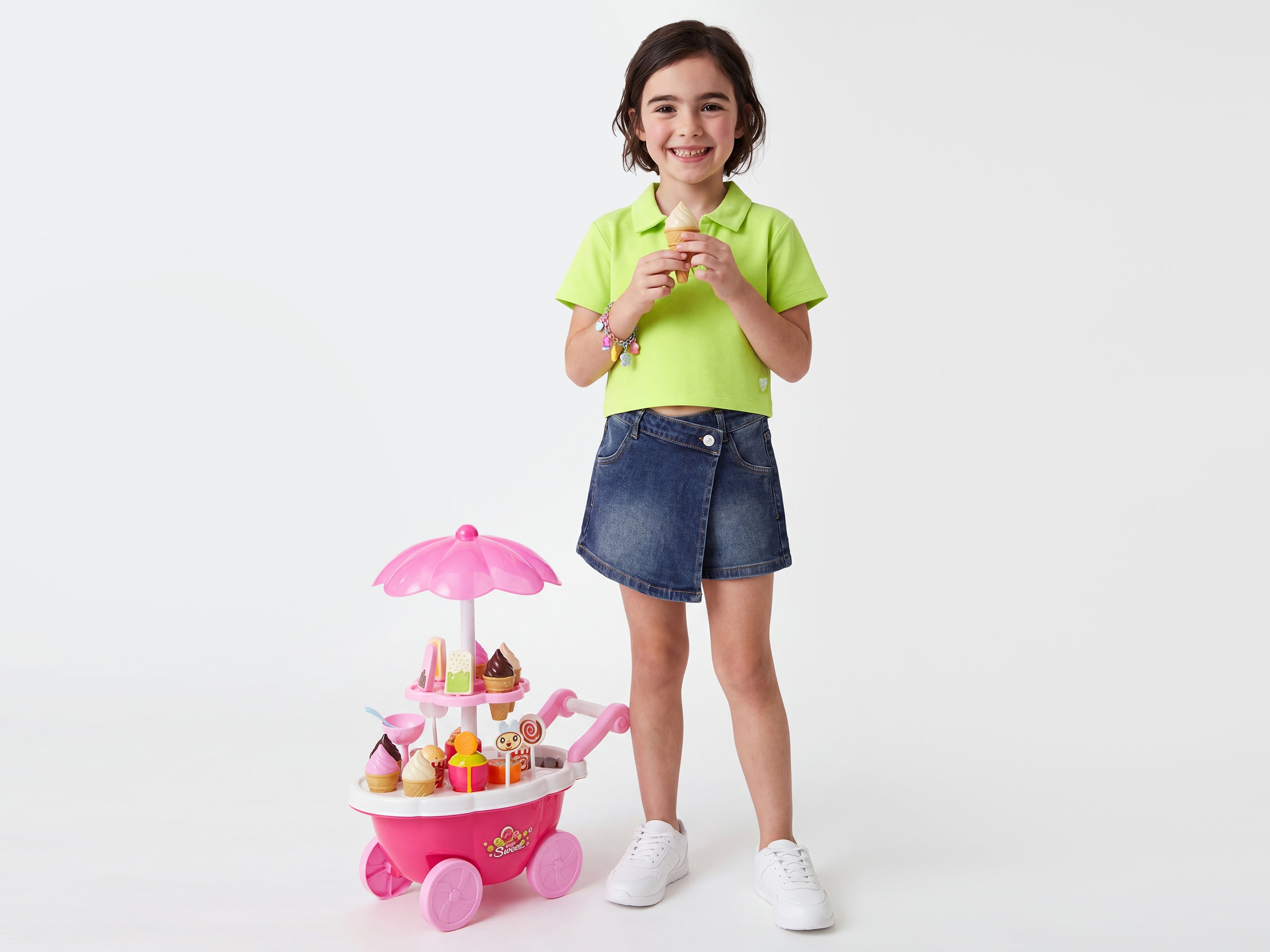 Girls Cropped Johny Collar Solid T-Shirt