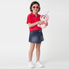 Girls Cropped Johny Collar Solid T-Shirt