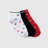 Unisex Brand Logo Pack of 3 All Over Icon Ankle Length Socks