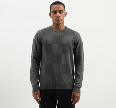 Regular Fit Round Neck Patterned/Textured Sweater