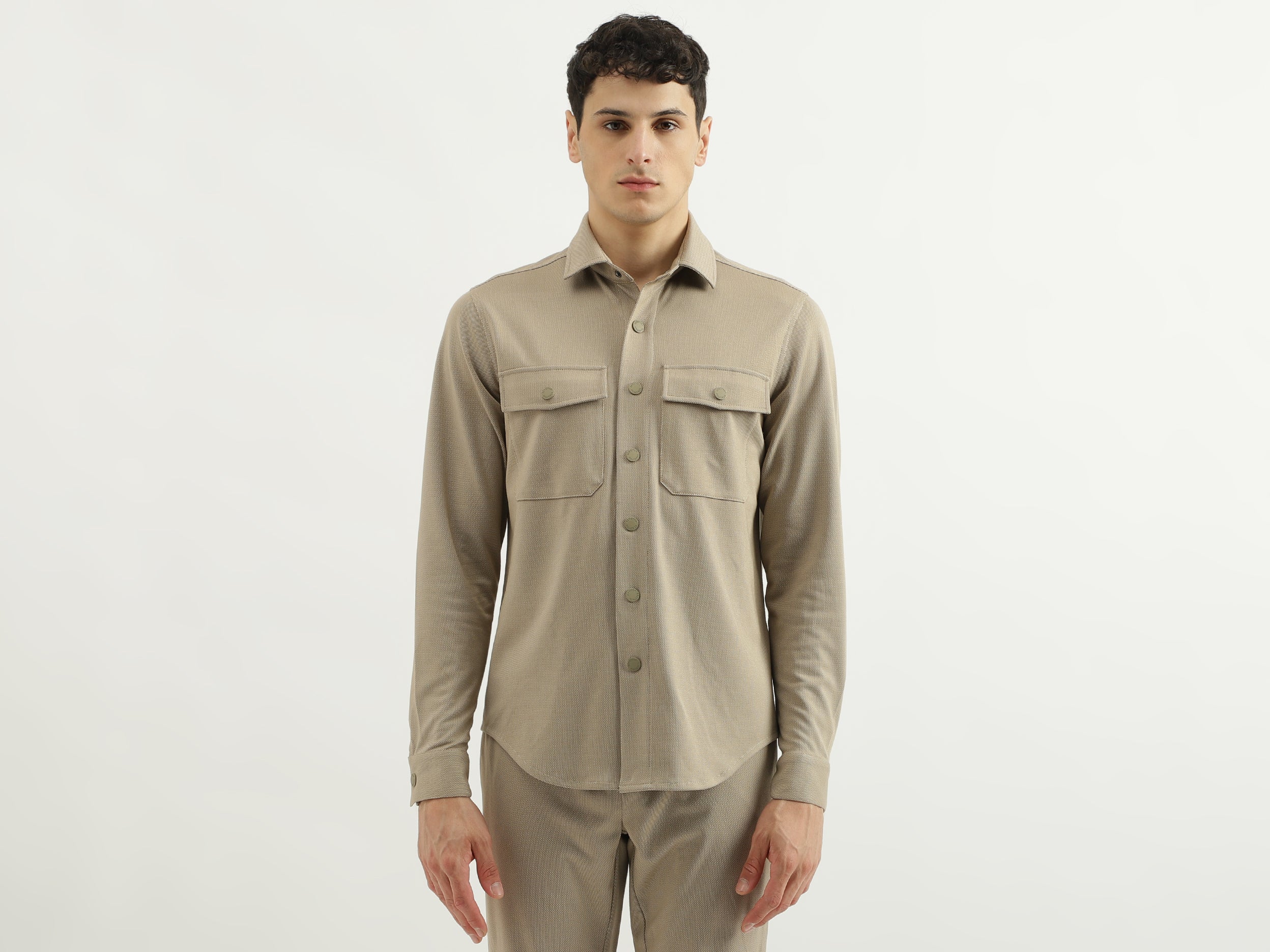 Regular Spread Collar Solid Shirts