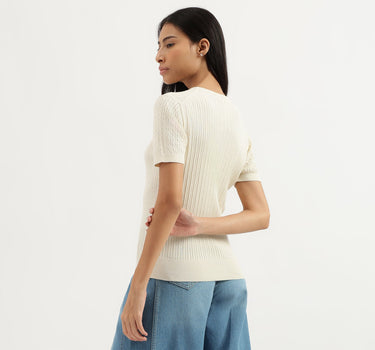 Round Neck Textured Top