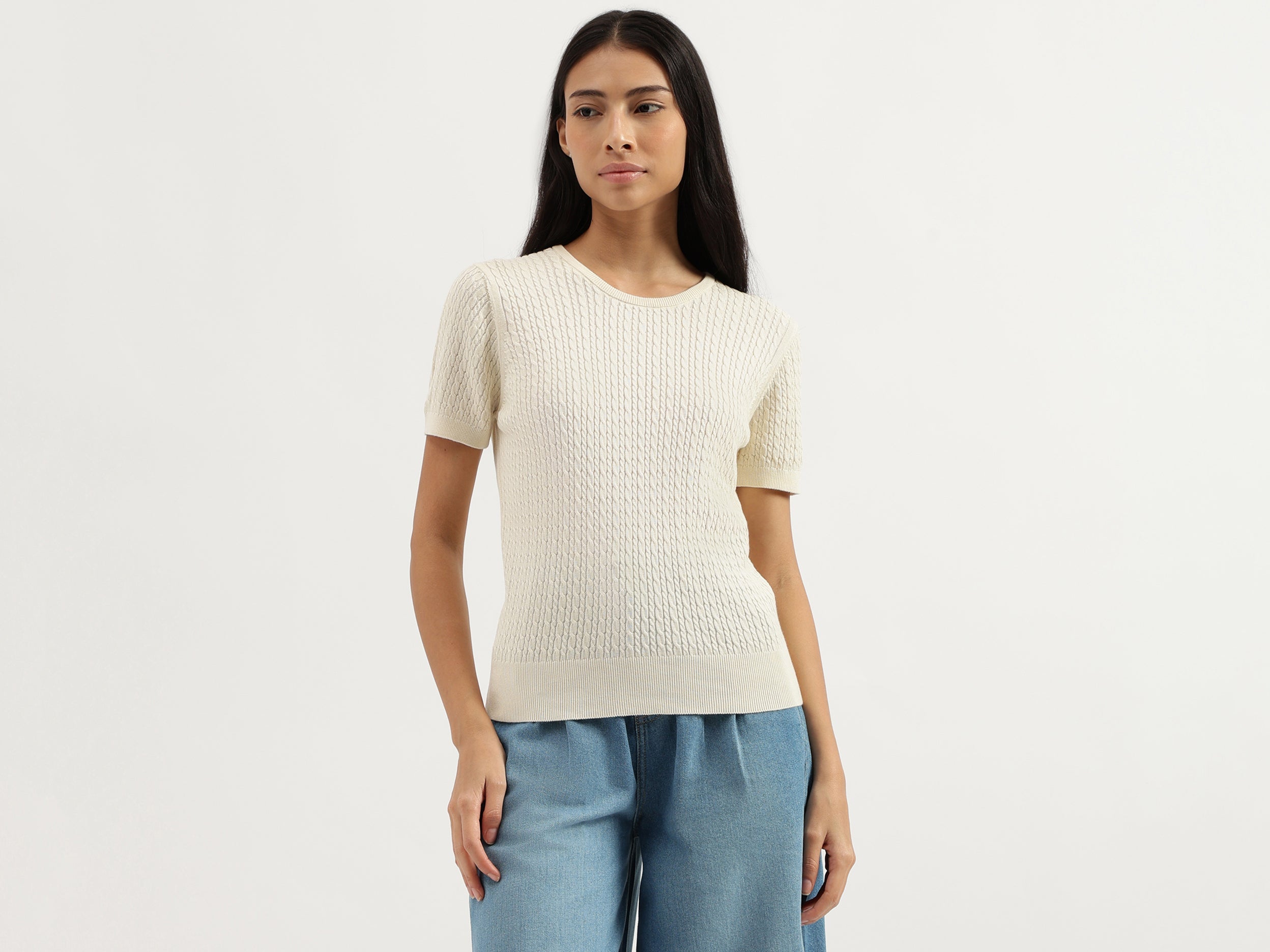 Round Neck Textured Top