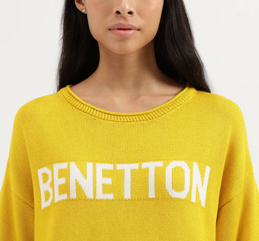 Round Neck Logo Detail Knitted Top