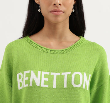 Round Neck Logo Detail Knitted Top