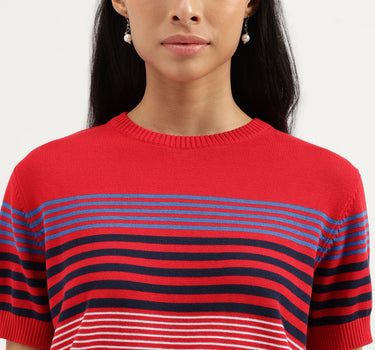 Round Neck Striped Knitted Top