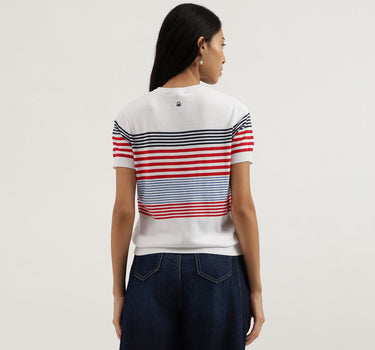 Round Neck Striped Knitted Top