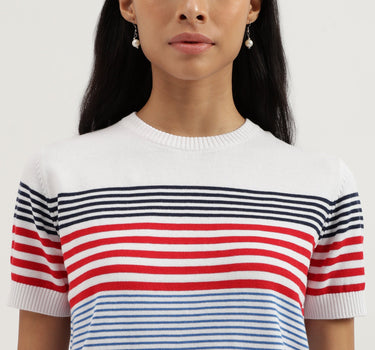 Round Neck Striped Knitted Top