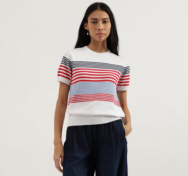 Round Neck Striped Knitted Top