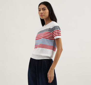 Round Neck Striped Knitted Top