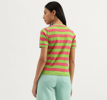 Round Neck Striped Knitted Top