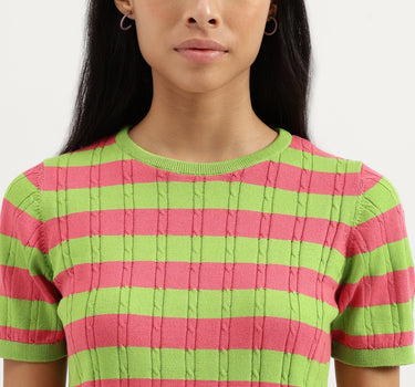 Round Neck Striped Knitted Top