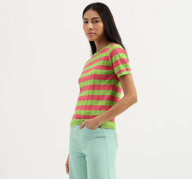 Round Neck Striped Knitted Top