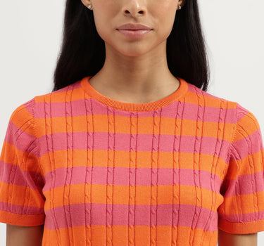 Round Neck Striped Knitted Top