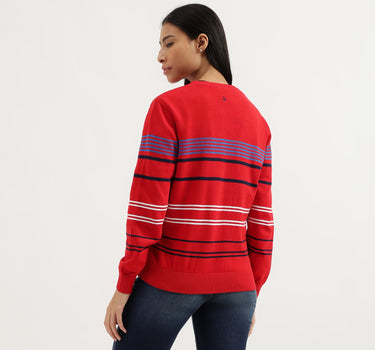 Round Neck Striped Cardigan