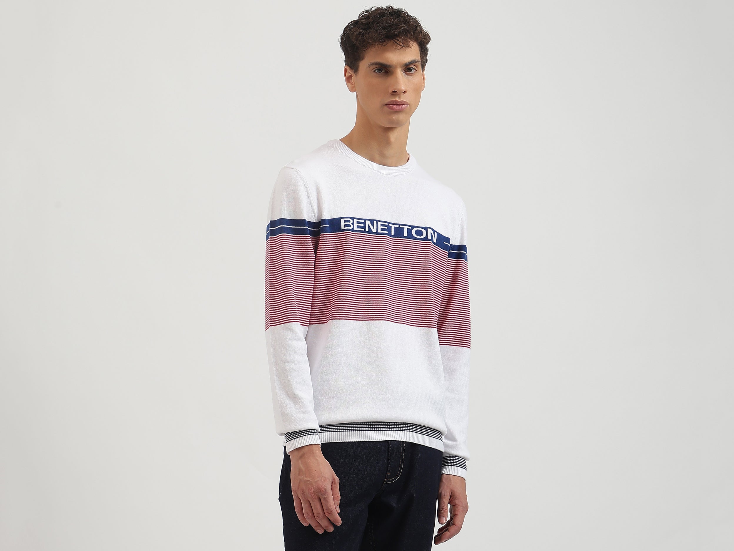 Regular Fit Crew Neck Striped Pullover