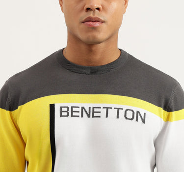 Regular Fit Crew Neck Color Block Pullover