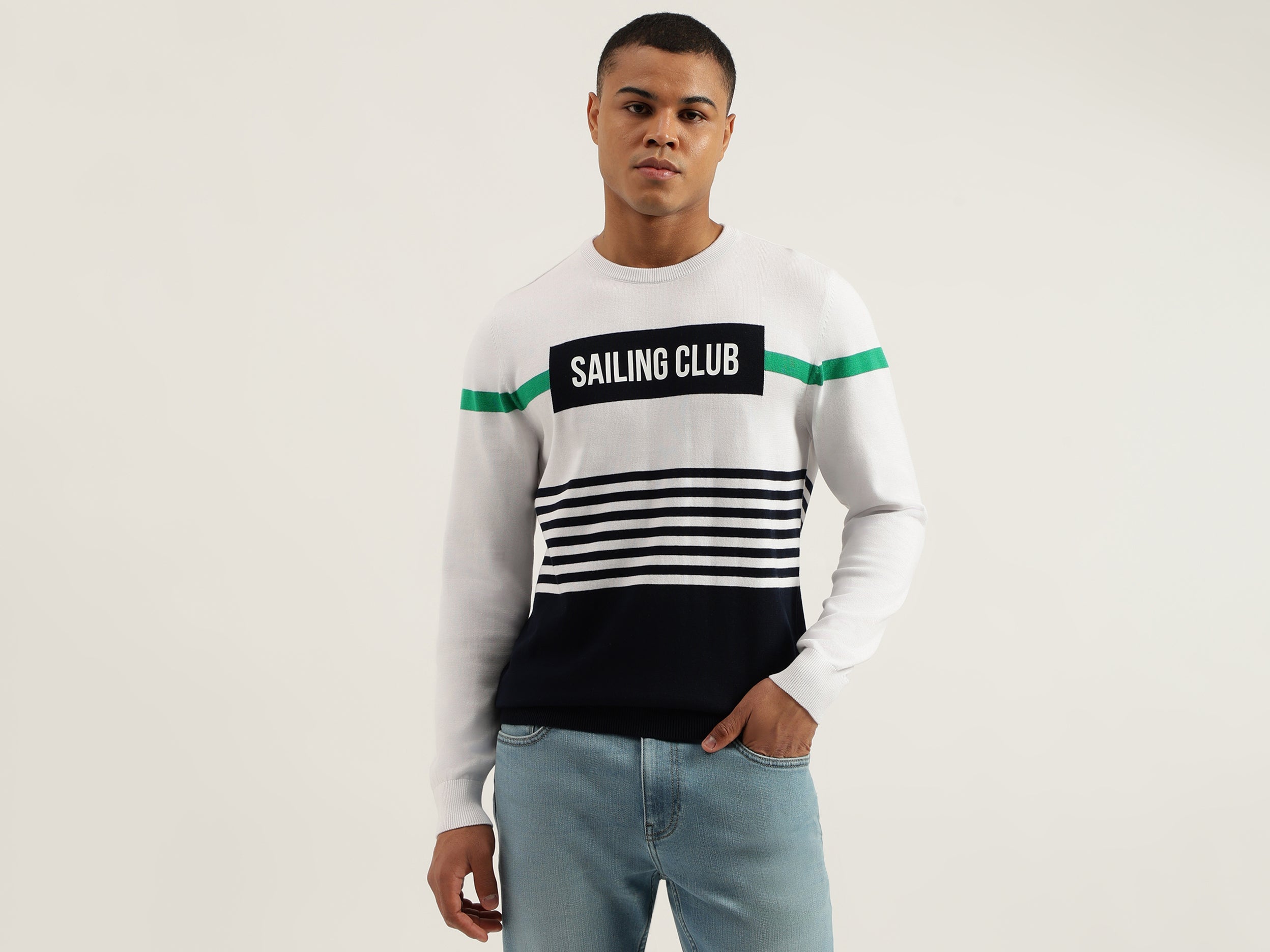 Regular Fit Crew Neck Striped Pullover