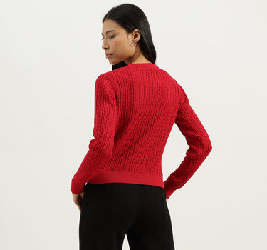 Round Neck Textured Sweater