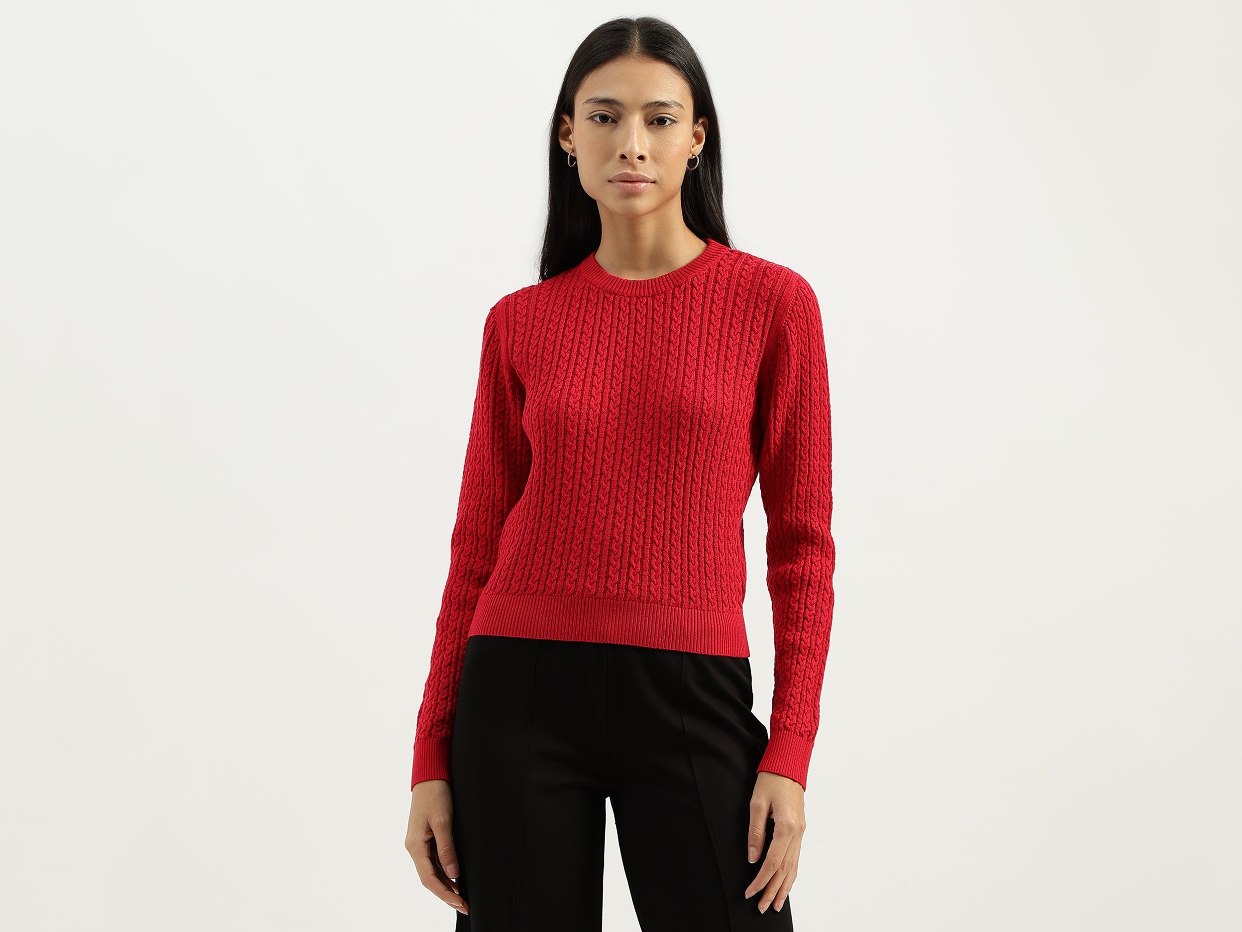 Round Neck Textured Sweater