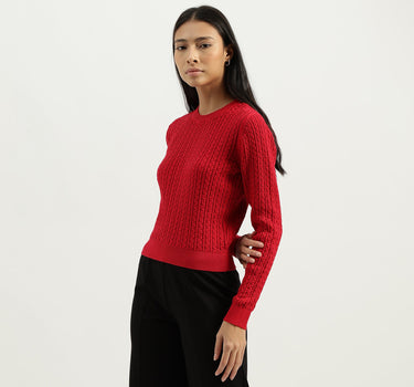 Round Neck Textured Sweater