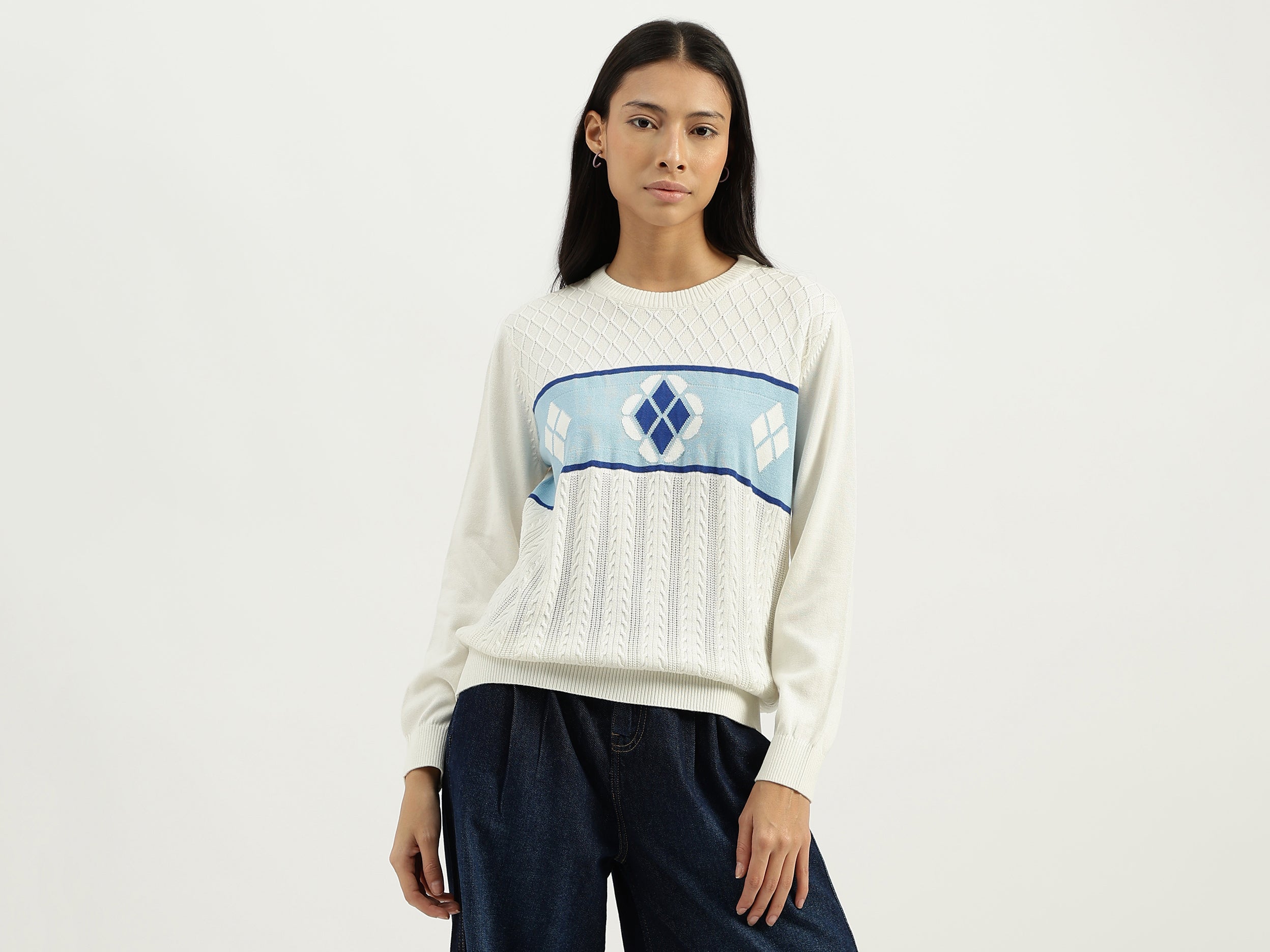 Round Neck Textured Sweater