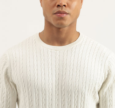 Regular Fit Crew Neck Cable Knit Pullover