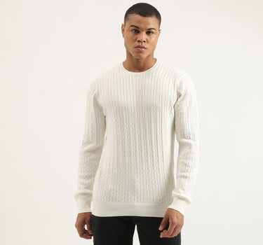 Regular Fit Crew Neck Cable Knit Pullover