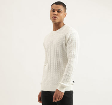 Regular Fit Crew Neck Cable Knit Pullover