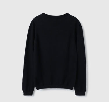 Regular Fit Round Neck Self Design Sweater