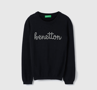 Regular Fit Round Neck Self Design Sweater