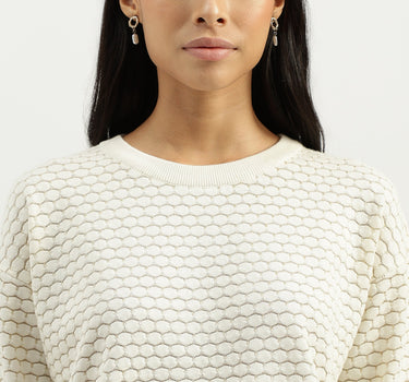 Round Neck Textured Sweatshirts