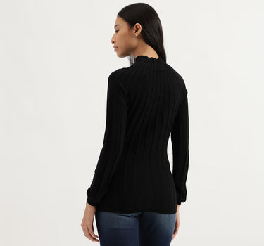 High Neck Ribbed Knitted Top