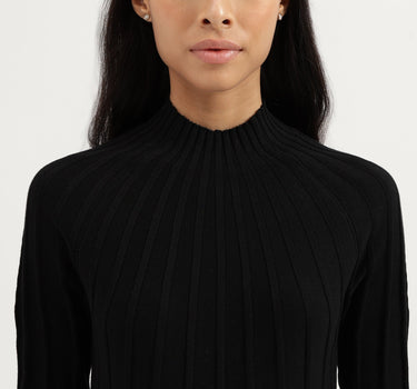 High Neck Ribbed Knitted Top