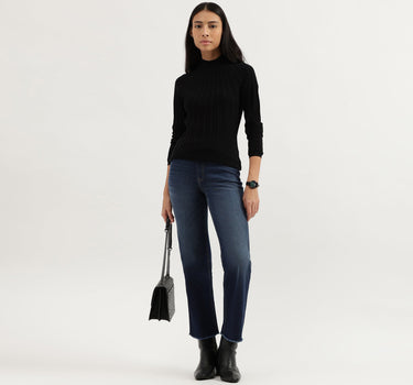 High Neck Ribbed Knitted Top