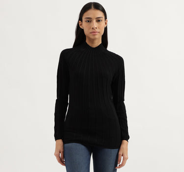 High Neck Ribbed Knitted Top