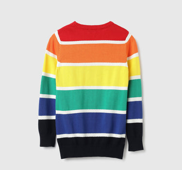 Regular Fit Round Neck Striped Sweater