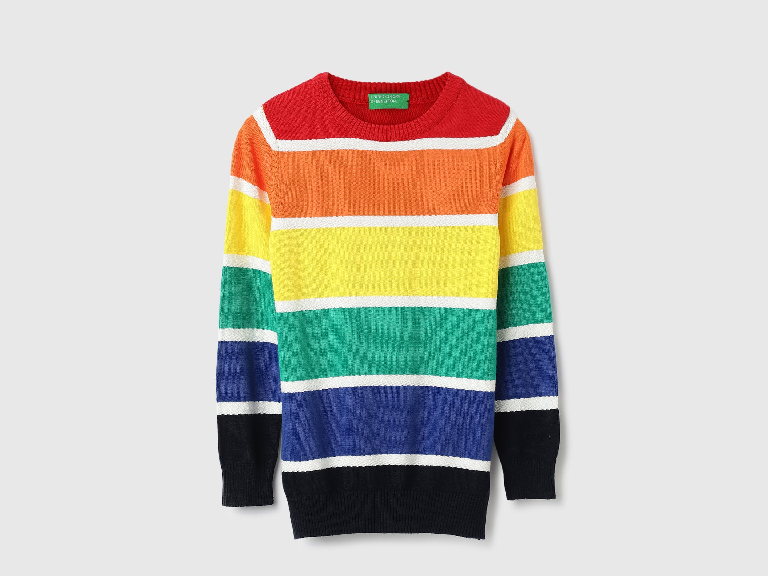 Regular Fit Round Neck Striped Sweater