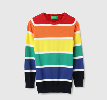 Regular Fit Round Neck Striped Sweater