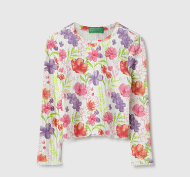 Regular Fit Round Neck Floral Print Top