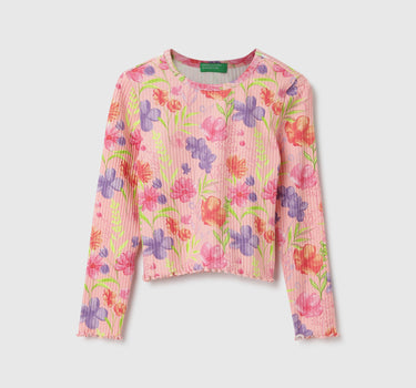 Regular Fit Round Neck Floral Print Top