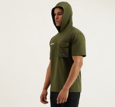 Boxy Fit Hooded Neck Solid T-Shirt