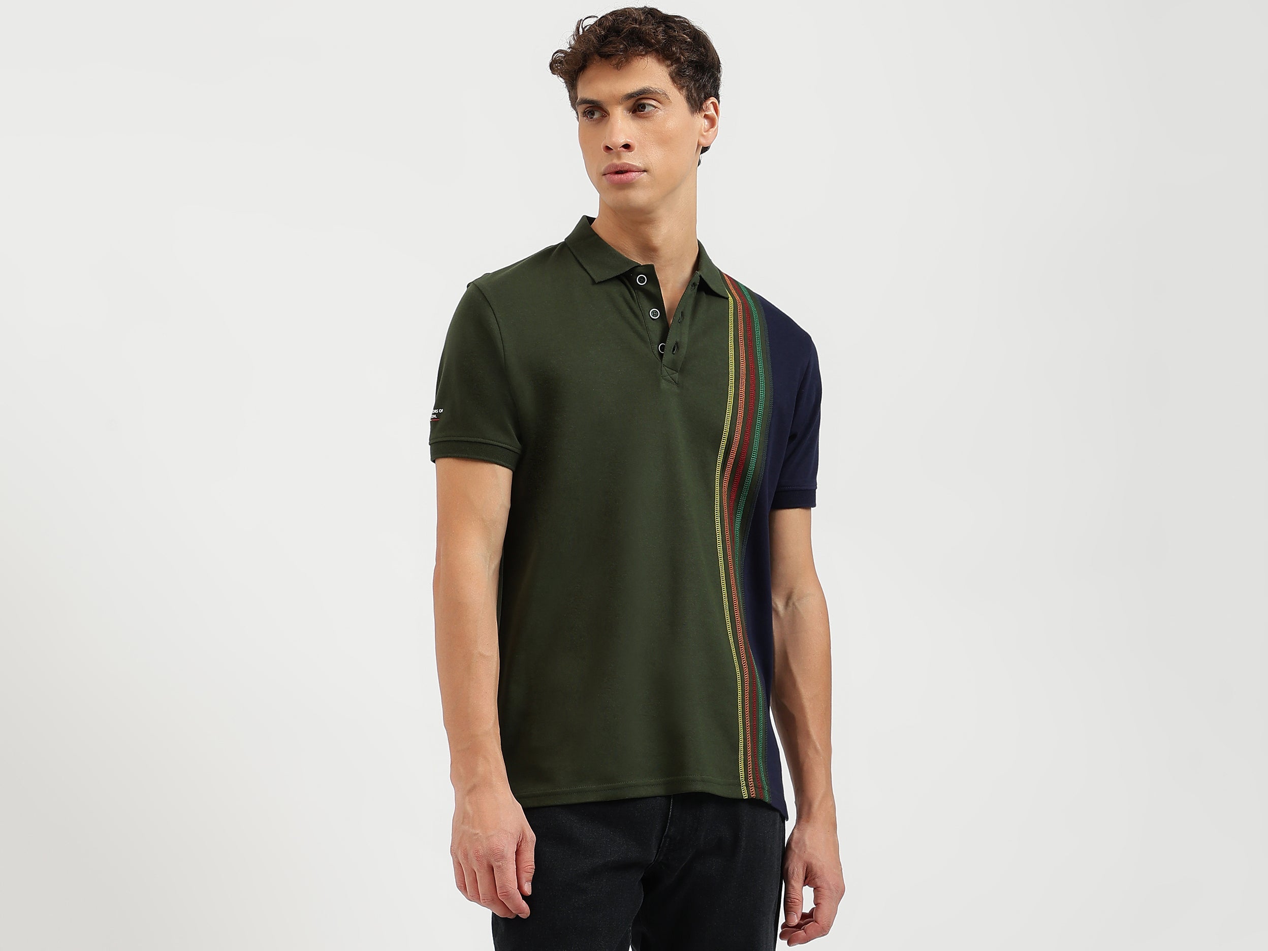 Regular Fit Collared Color Block Polo T-Shirt