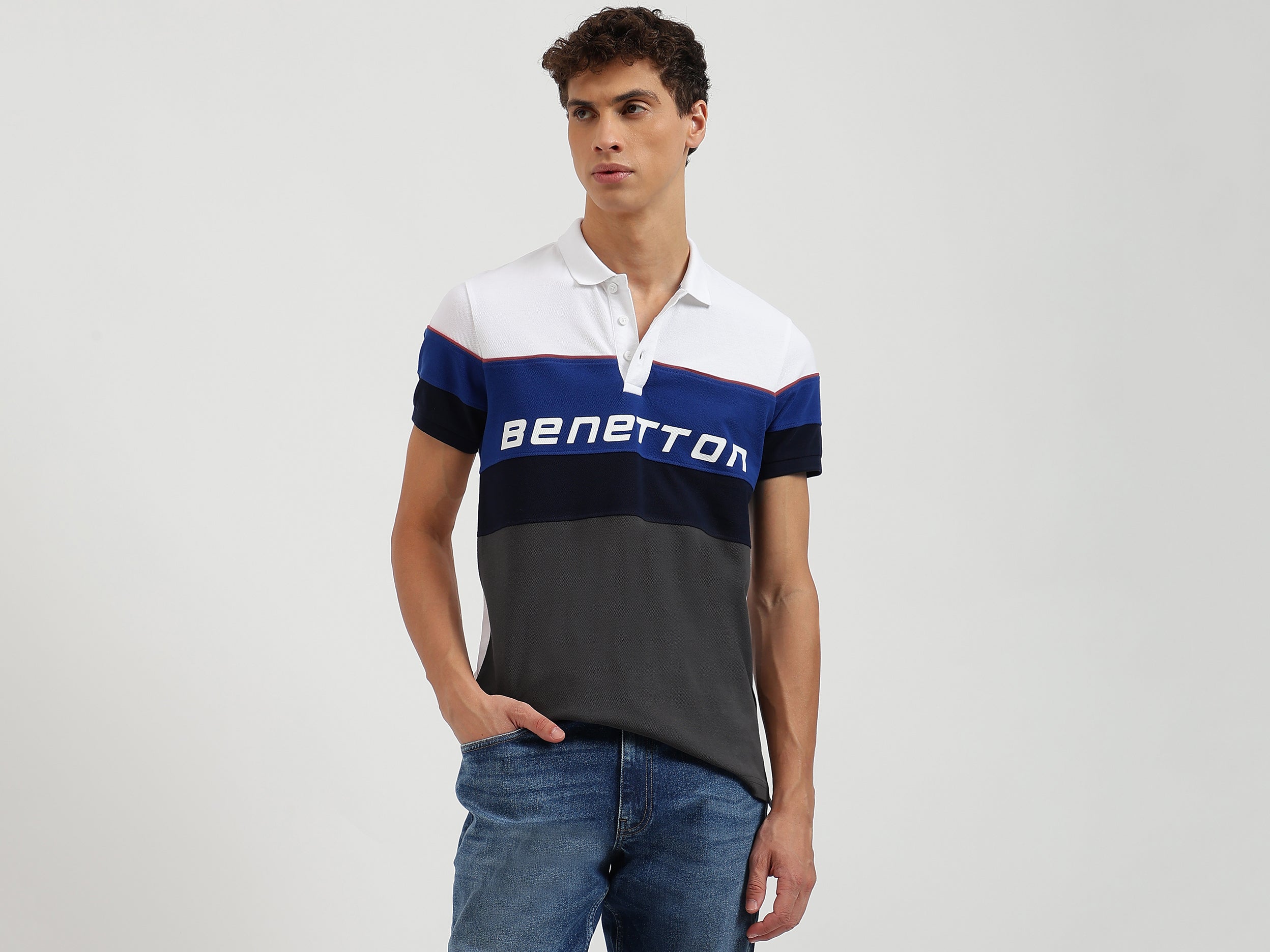 Regular Fit Collared Color Block Polo T-Shirt