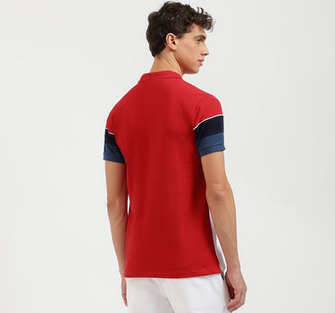 Regular Fit Polo Neck Colorblock Tshirt